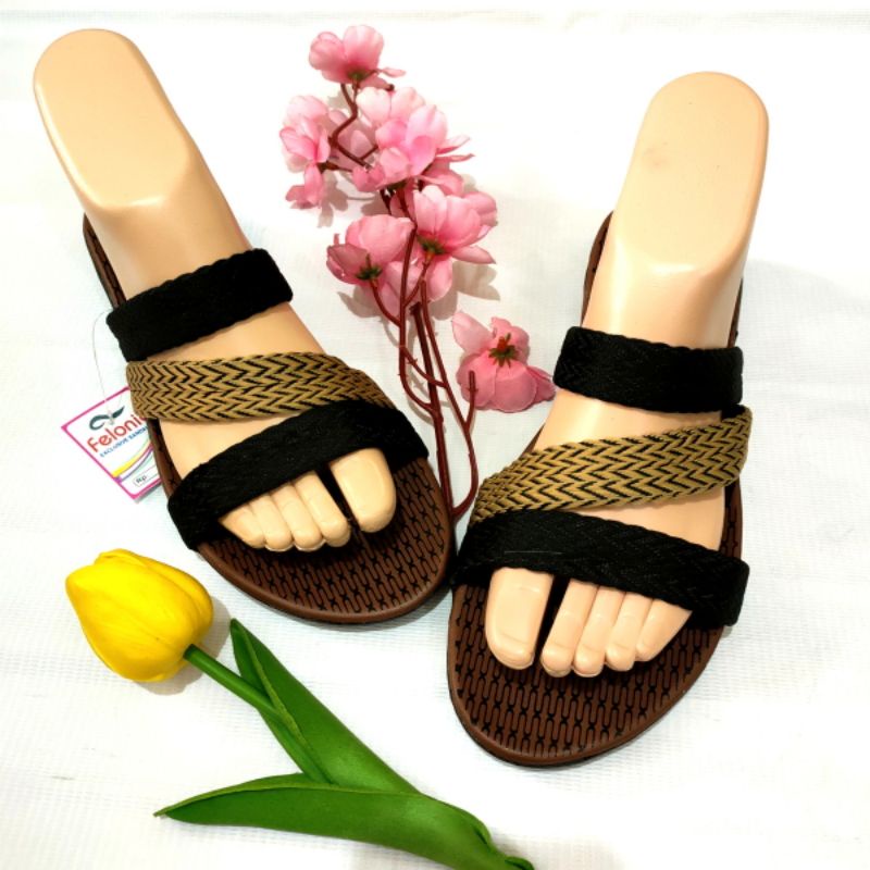 sandal wanita murah ban 3 kombinasi Felonie WD 02 turki rajut terbaru