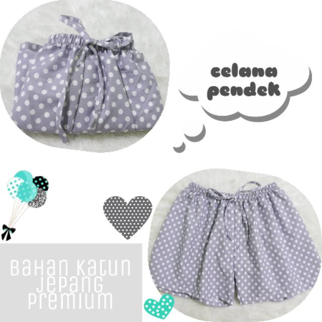  Celana  pendek  wanita seri polka katun  jepang ori Shopee  