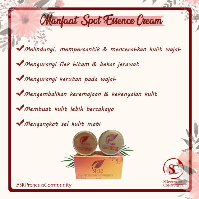 TUMPAS BEKAS JERAWAT , FLEK HITAM &amp; NODA WAJAH ..!! SPOT ESSENCE DAY &amp; NIGHT CREAM SR12 STANDAR BPOM