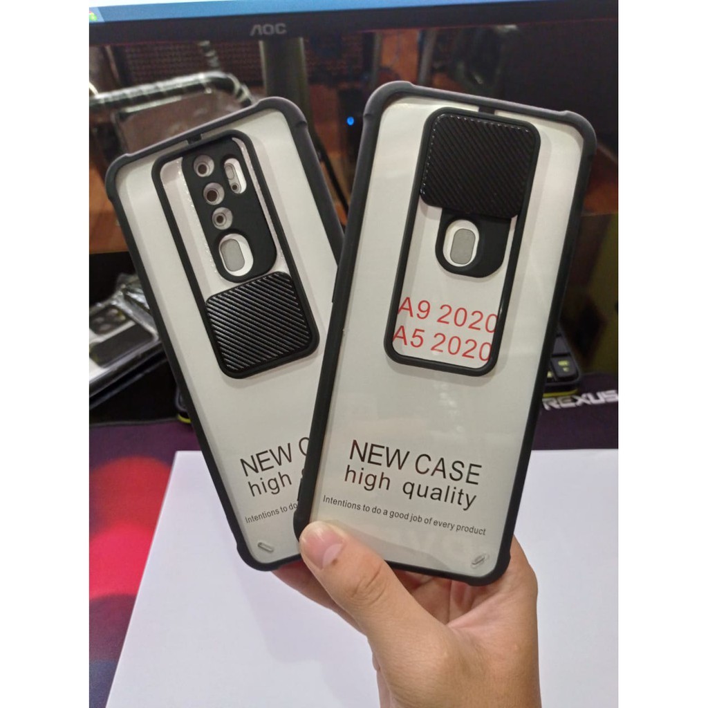 Case Oppo A5 / Oppo A9 2020 Hard Case Fusion Sliding Camera Protection Casing Handpohone Skin Carbon / Garskin