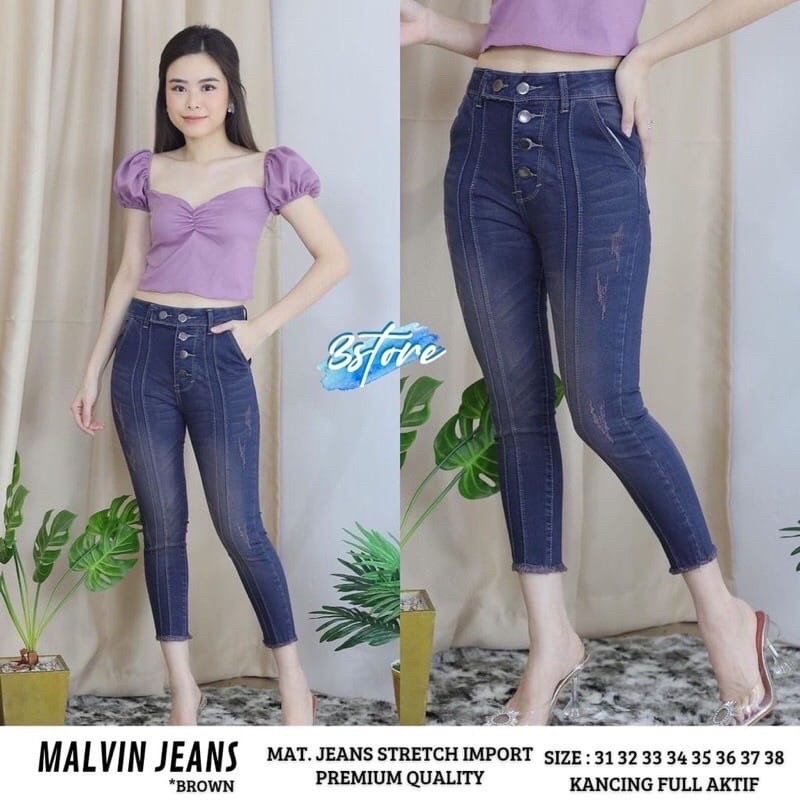 MALVIN JEANS|MELVIN JEANS|BERNICE JEANS|JEANS WANITA 7/9 KANCING 5