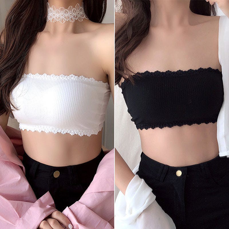 (COD) Crop Top BH Kemben Bandeau Sexy Model Tanpa Tali Plus Busa MALLSHOPPING