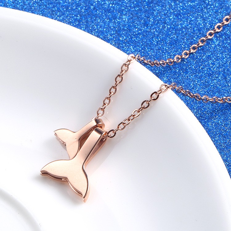 Perhiasan Kalung Titanium Fashion Korea Rosegold Mermaid Polos - BN312