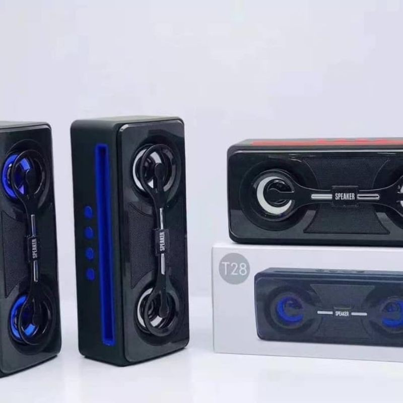 SPEAKER BLUETOOTH T28 SPIKER MUSIK DJ SUPER BASS DESIGN DUAL TWEETER