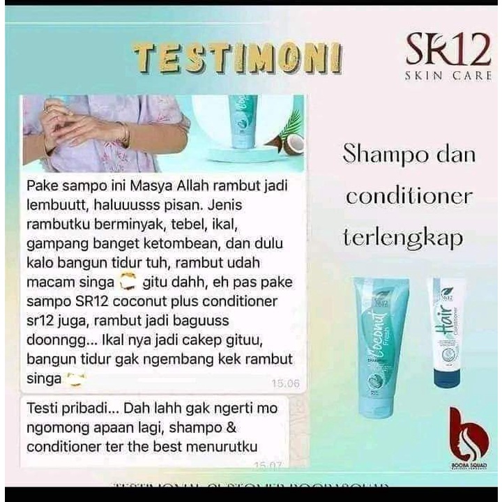 Coconut Fresh Shampoo SR12 Shampo Anti Ketombe Anti Bakterial Rambut Sehat Segar Hitam Berkilau