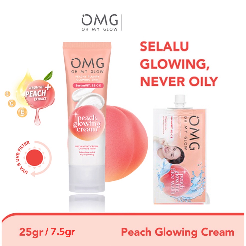 OMG Peach Glowing Series | Peachy Plumpy Glowing Skin | Cream | Face Wash | Toner | Krim Wajah | Sabun Cuci Muka | BPOM| Serum | Mugwort Acne Serum