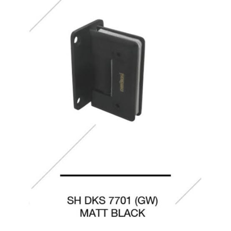 Shower Hinge Dekkson Dekson DKS SH 7701 GW Matt Black Hitam Engsel Pintu Kamar Mandi Kaca ke Tembok
