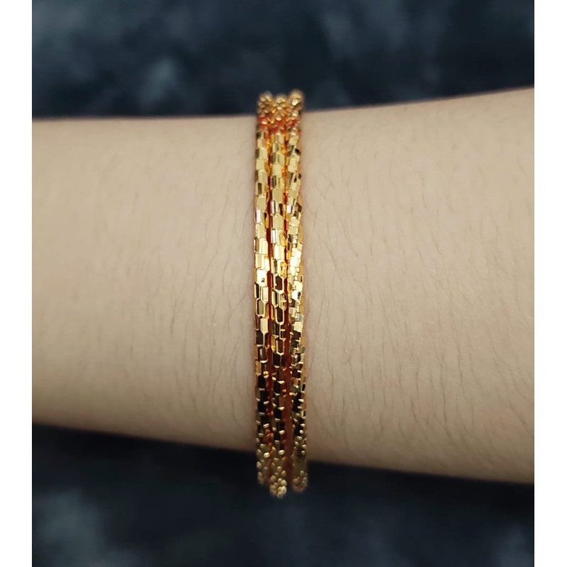 gelang keroncong dadu anak isi 3 titanium gold