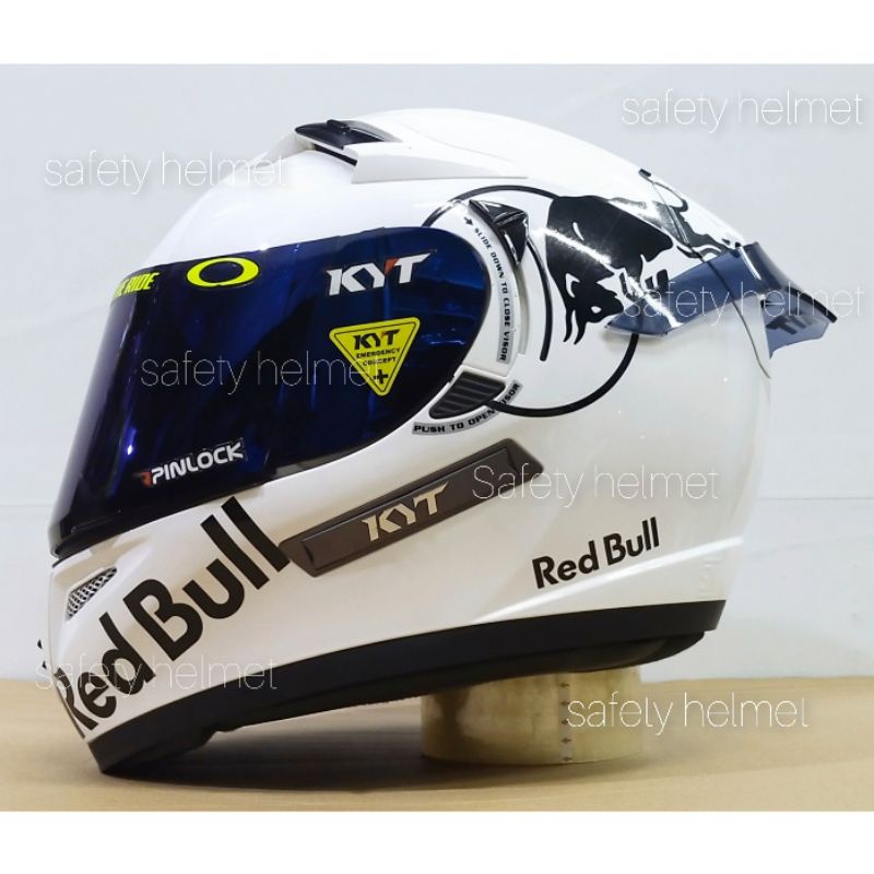 Kyt K2 RIDER- Modif paket Ganteng Redbull Helm full face Solid white double visor/helm dua kaca original-White redbull