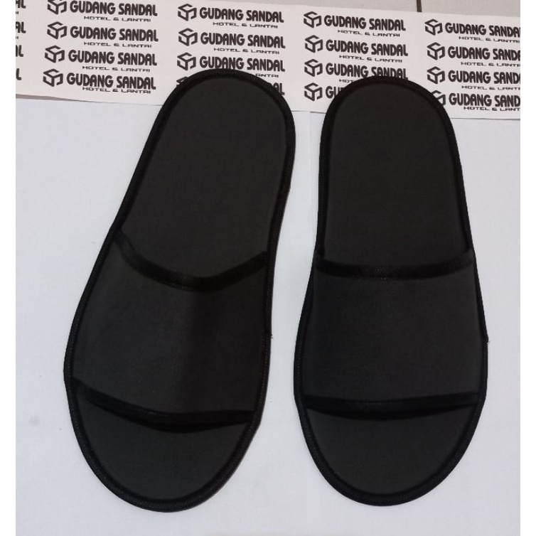 COSTUM SABLON SANDAL LANTAI /HOTEL # SLIPPERS SEPOND 4 ML MIN ORDER 100 PASANG-Hitam full