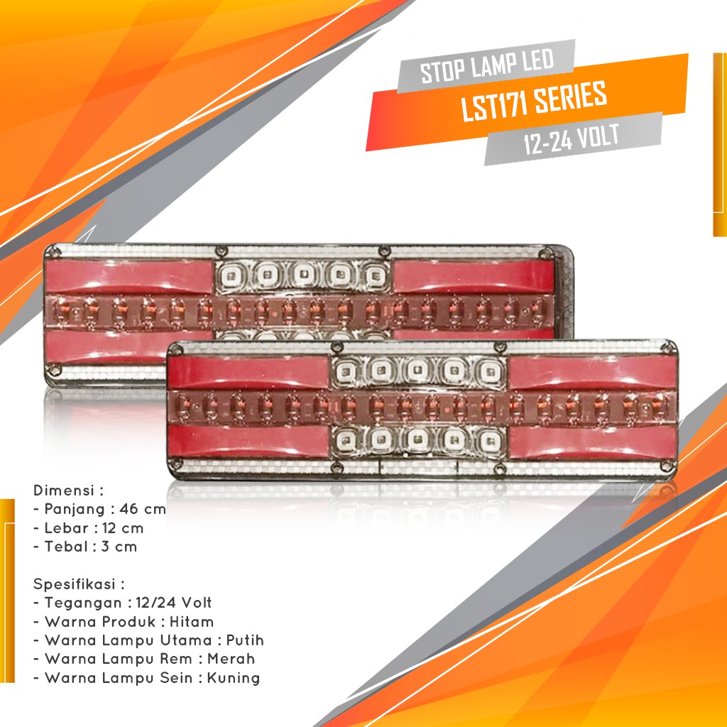 Lampu Stop Lamp LED Truk LST171 46 cm 12/24Volt Lampu Stop Truk