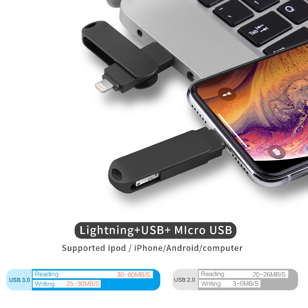 Flash Disk USB 3in1 untuk iPhone / iPad / Android