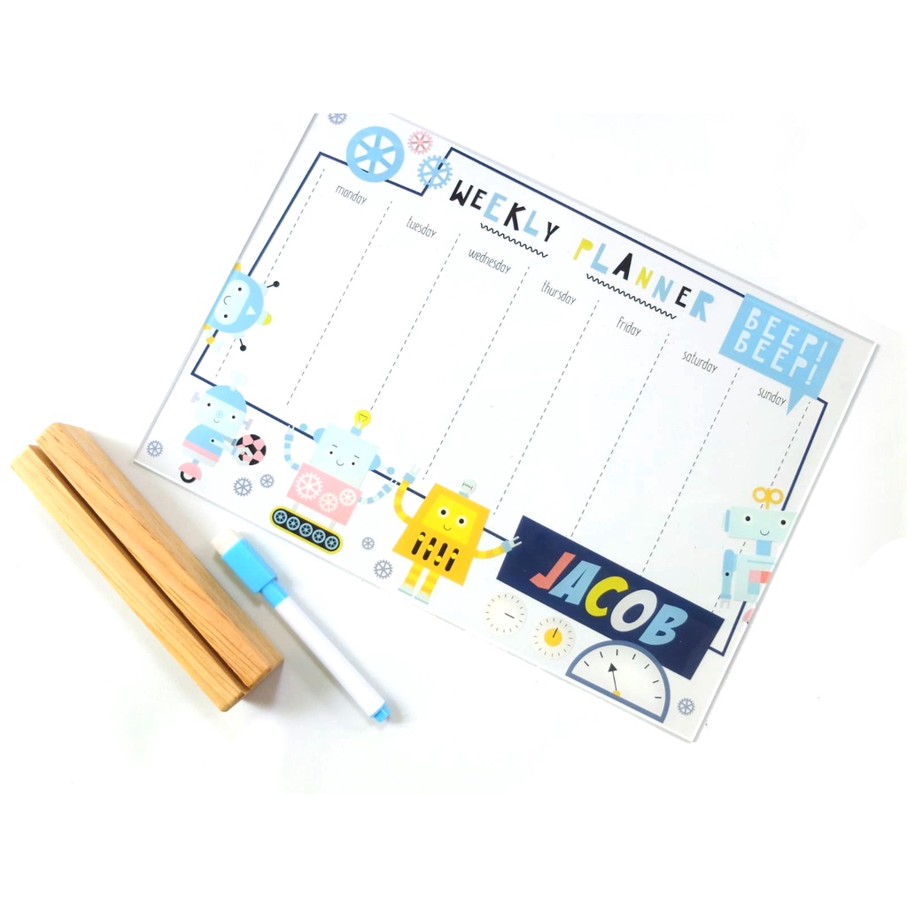 Weekly Planner Jadwal Sekolah papan tulis custom souvenir ulang tahun merchandise akrilik whiteboard School Timetable