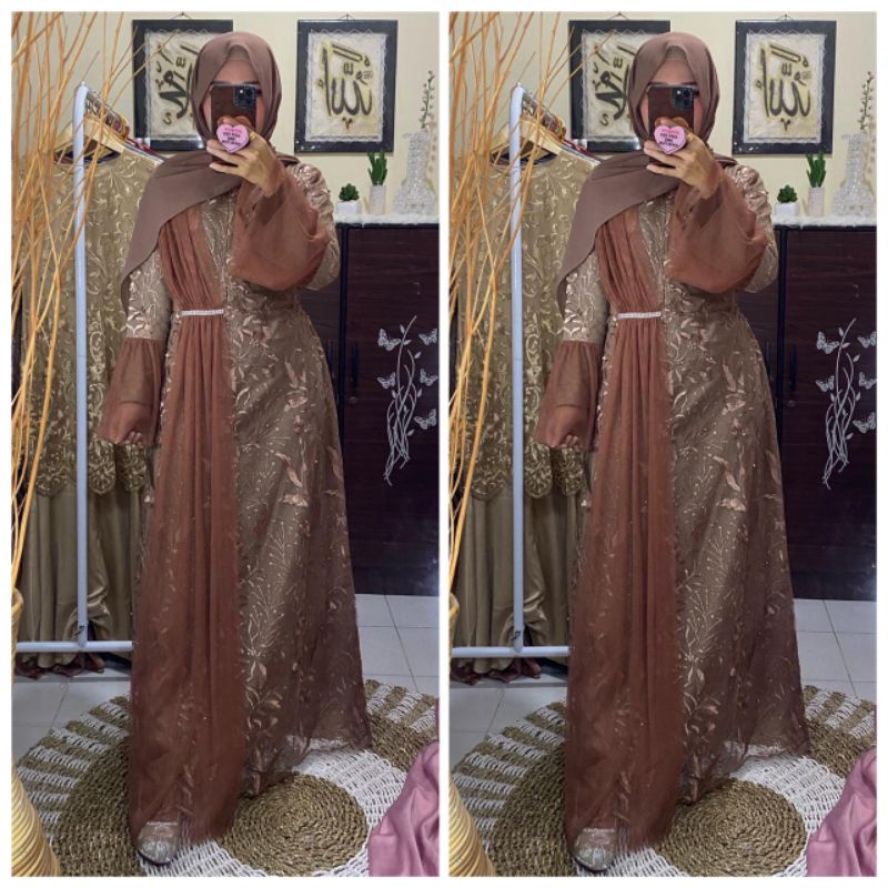 Gamis Brukat Tulle Namira Gamis Pesta Terkini