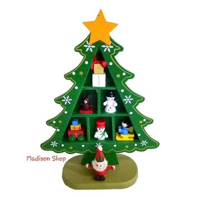 Pohon Natal Kayu Besar Santa Snowman Hiasan Ornamen Dekor Garland Gift