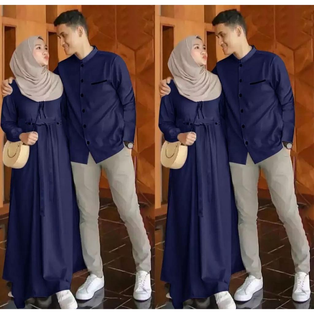 baju couple pasangan kondangan wanita set couple suami istri kapelan pacar keluarga gamis lebaran kapel kekinian