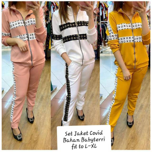 Ms Set Jaket COVID stelan training wanita