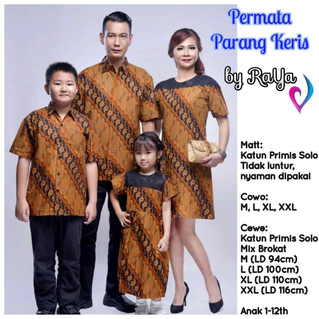 Sarimbit batik PERMATA PARANG KERIS dress ibu baju anak