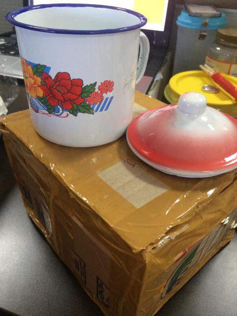Gelas Kembang 10cm Mug Enamel Seng Blek Jadul Vintage