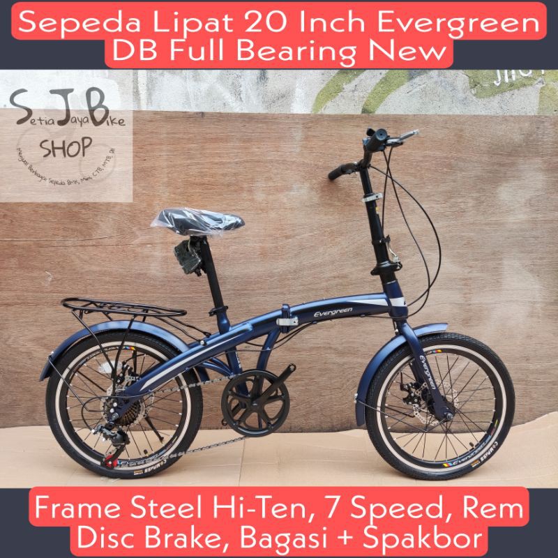 Sepeda Lipat 20 Inch Evergreen DB New Steel Hi-Ten 7 Speed
