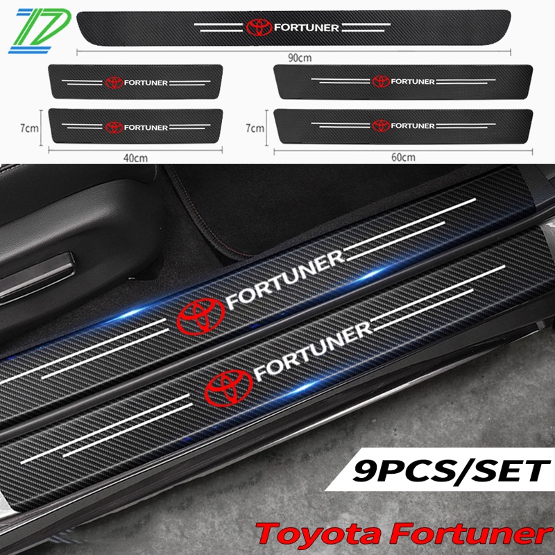 Stiker Pelindung Pintu Mobil Toyota Fortuner Bahan Serat Karbon Anti Gores