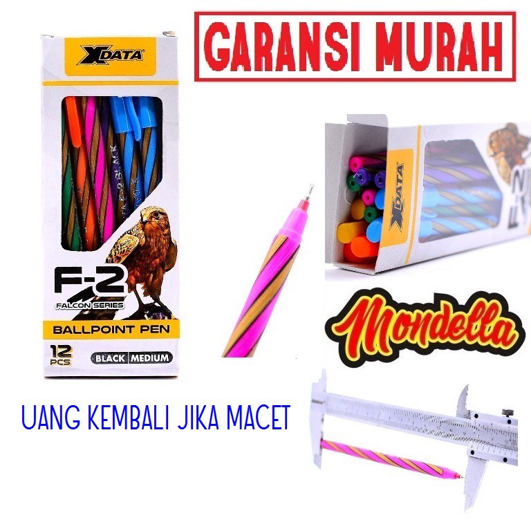 

[COD] Hitam Bolpen Ballpoint Bolpoin Pen Pena Lilin Anti Macet F2 F-2 Xdata Model Terbaru