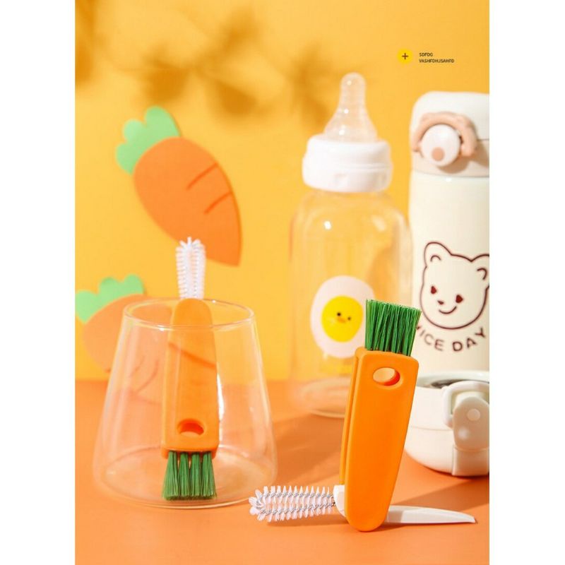 ~ PIYOSHI08 ~ Sikat Pembersih Botol / Dot / Sikat Pembersih Sela Kecil Bentuk Wortel / Multipurpose Cleaning Brush PD85