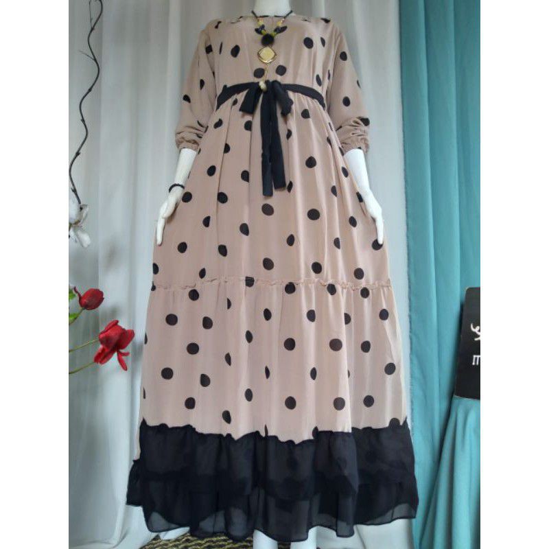 Gamis ceruty polkadot maxy