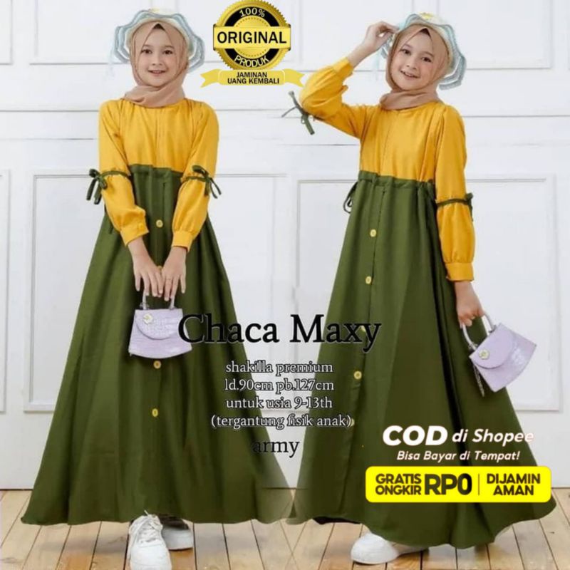 [COD] BAJU GAMIS CHACA MAXI KIDS GAMIS ANAK PEREMPUAN UMUR 9-13 TAHUN PAKAIAN ANAK MUSLIM PEREMPUAN 