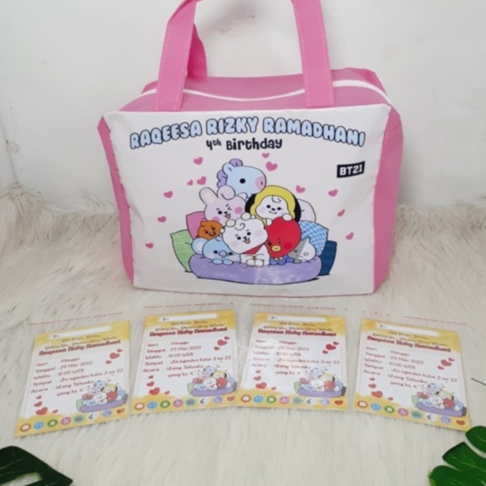 

Tas Ultah Resleting Plus Undangan Custom Kartun BT21
