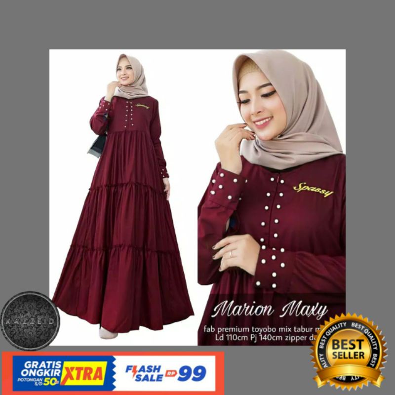 BY KAZZE_IDMarion Maxy | Gamis Remaja Muslim Wanita | Gaun Pesta Mutiara...