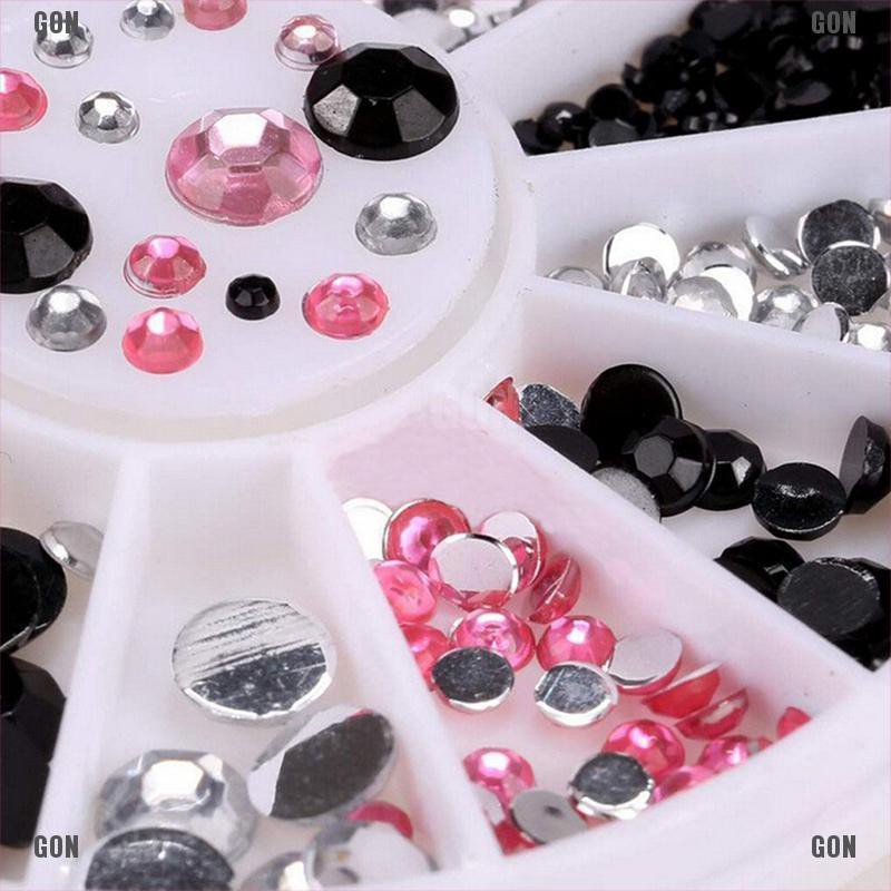 gongjing1 3D Nail Art Tips gems 3 COLORS Crystal Glitter Rhinestone DIY Decoration + Wheel id