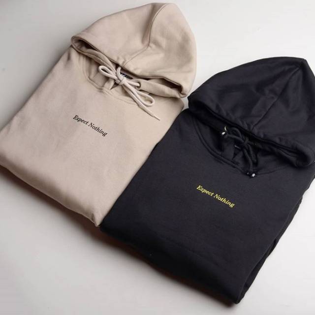 HOODIE SWEATER PERIA HOODIE SWEATER WANITA HOODIE DISTRO MURAH EXPECT NOTHING VARIAN HITAM BISA COD