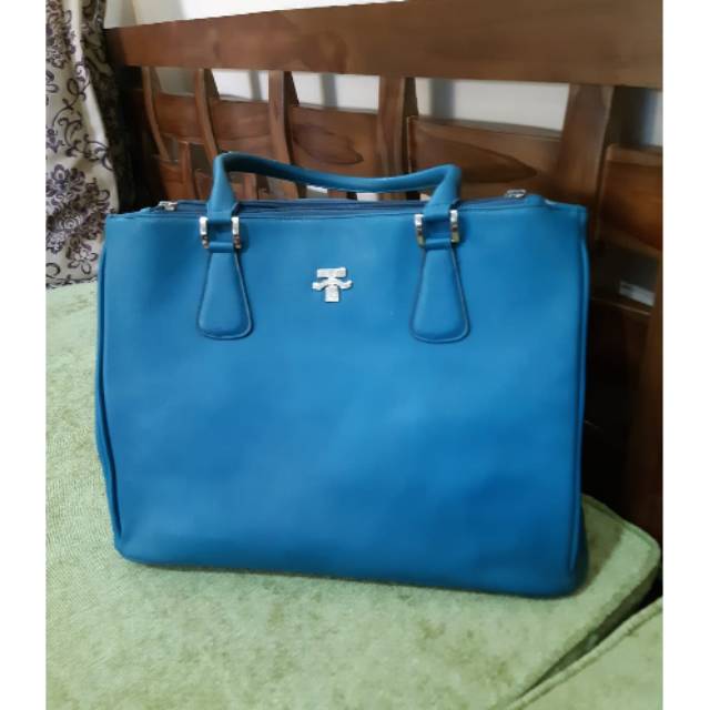 Preloved Tas Warna Biru tanpa tali panjang unbranded
