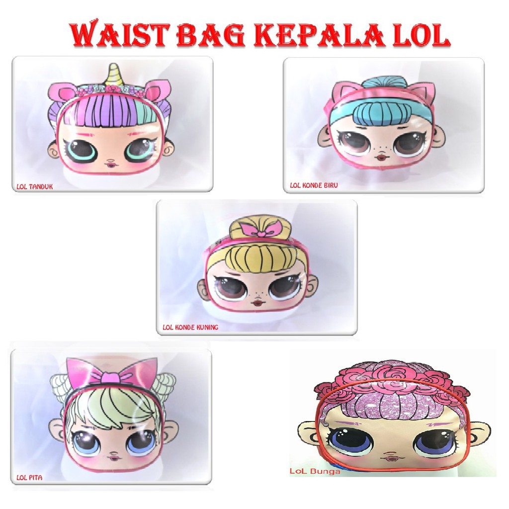 PA WAIST BAG KEPALA LOL IMPORT MURAH / TAS PINGGANG FASHION ANAK KEPALA LOL BE / TA017