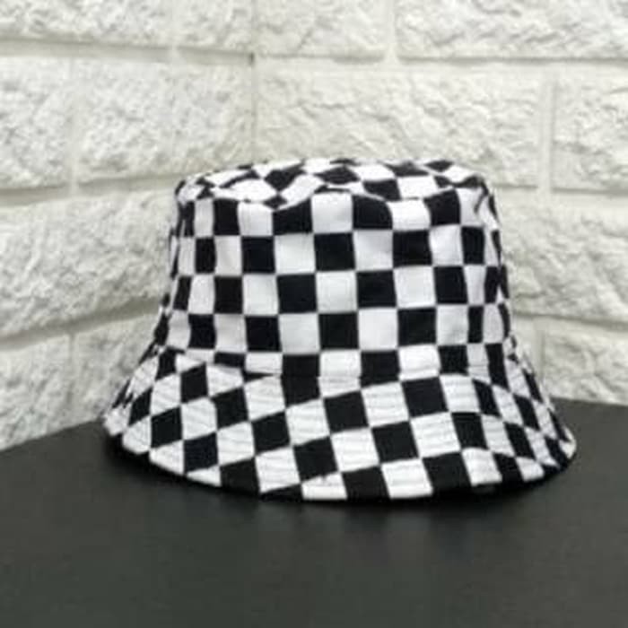 Topi Bucket Motif Kotak Catur / Fashion Topi Premium / Topi Musim Semi / topi bucket korea berkualit