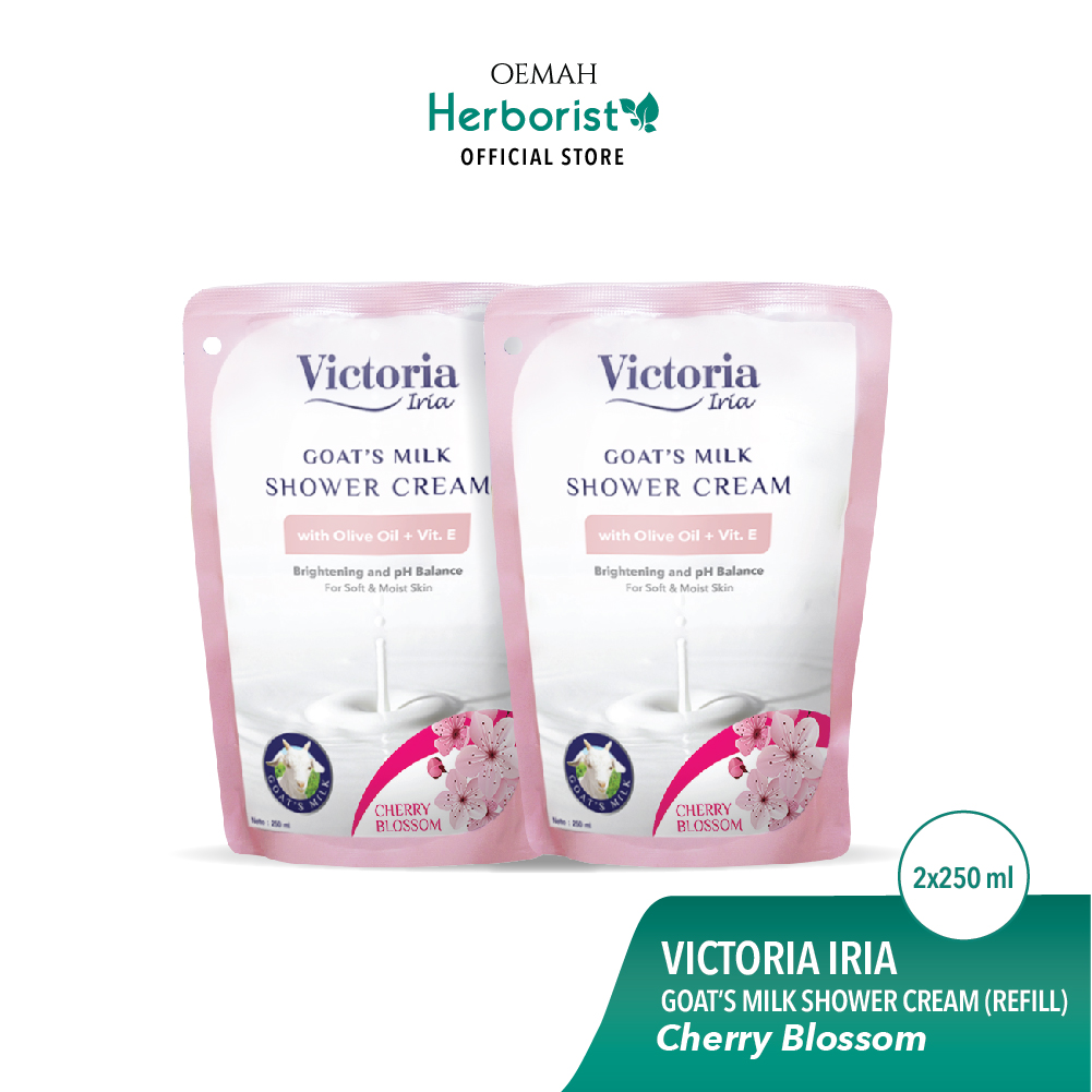 Victoria Iria Goat's Milk Shower Cream Refill Cherry Blossom - 250ml x2