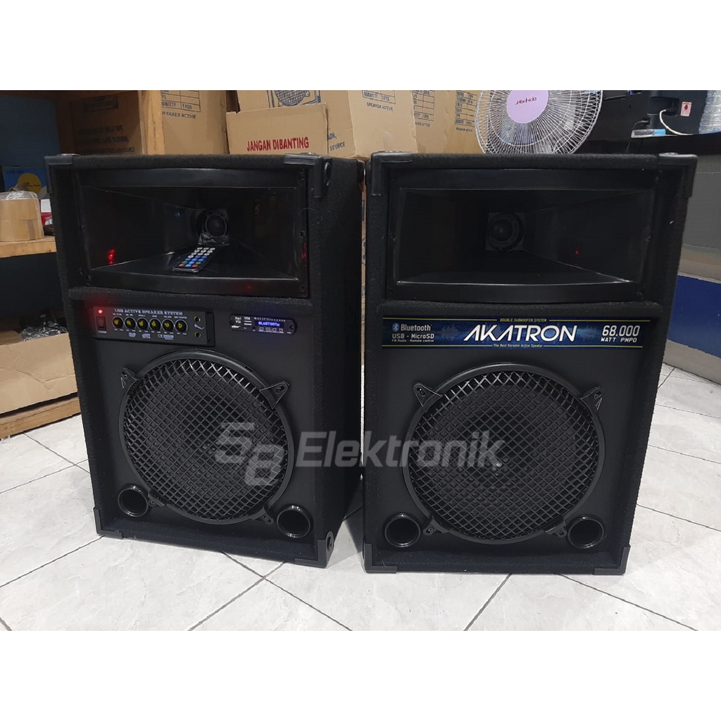 SPEAKER AKTIF 12 INCH INCHI SUBWOOFER + BLUETOOTH DAPAT 2 BOX AKATRON 1285 LEBIH OK DARI POLYTRON PMA-2