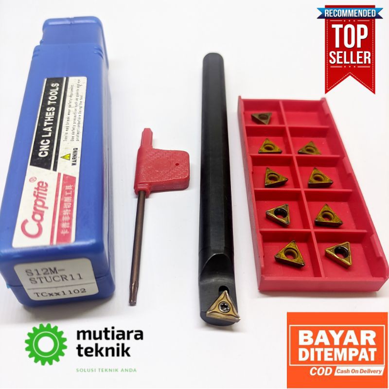 Holder Mesin Bubut Cnc 12mm S12 Stucr 11 Tangkai Bubut Set Insert Bubut Carbide Tcmt