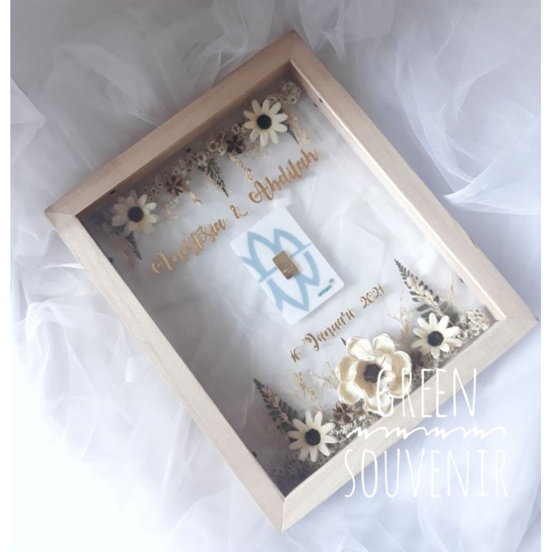 mahar frame rustic / mahar frame kartu logam mulia / mahar frame dobel kaca