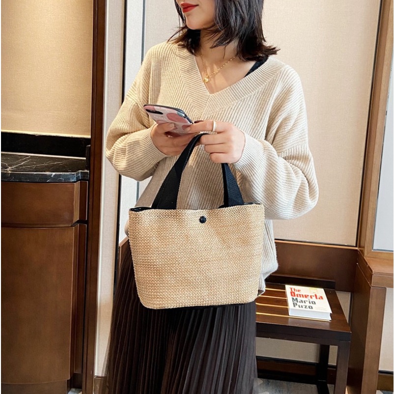 FINOM SHIN - Tote Bag Wanita Anyaman | Sling Bag Korean Style Kekinian