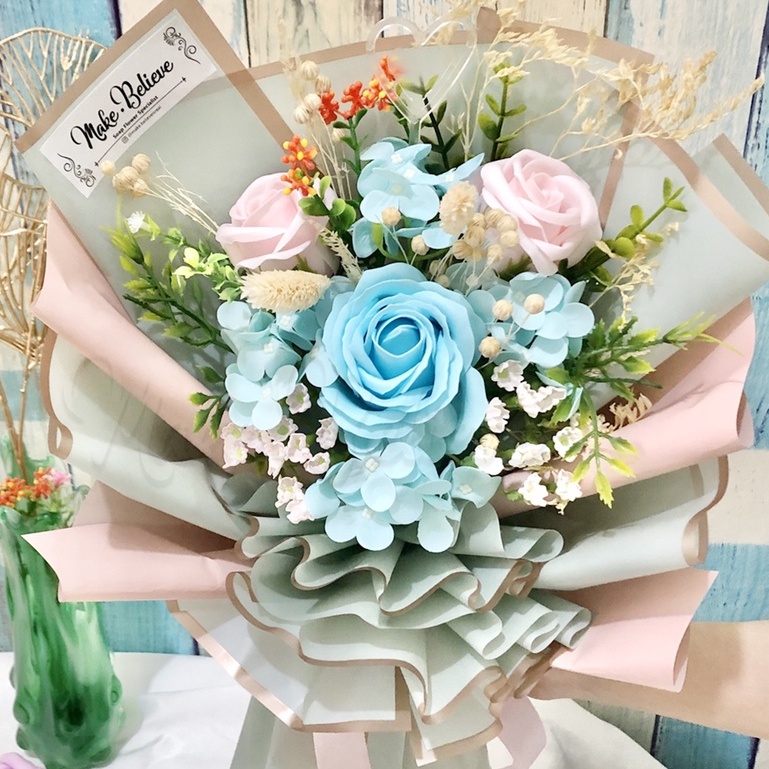 Jual Make Believe Buket Bunga Sabun Hydrangea Kuntum Soap And Dried Flower Bouquet Hadiah Kado