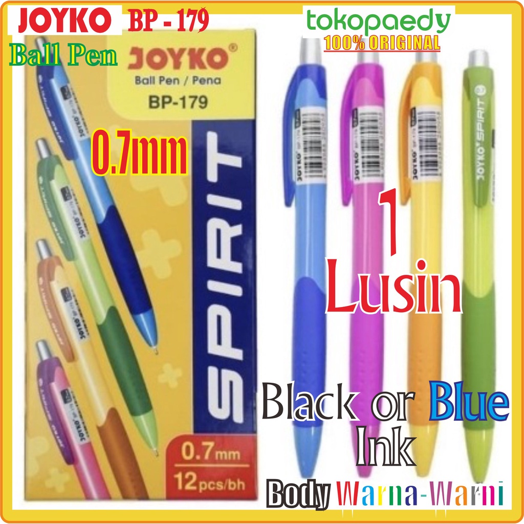 

[PERLUSIN] JOYKO Pulpen SPIRIT BP 179 /Black Ink - Tinta Hitam /0,7mm -1Box (12Pcs)/ Joyko BP-179