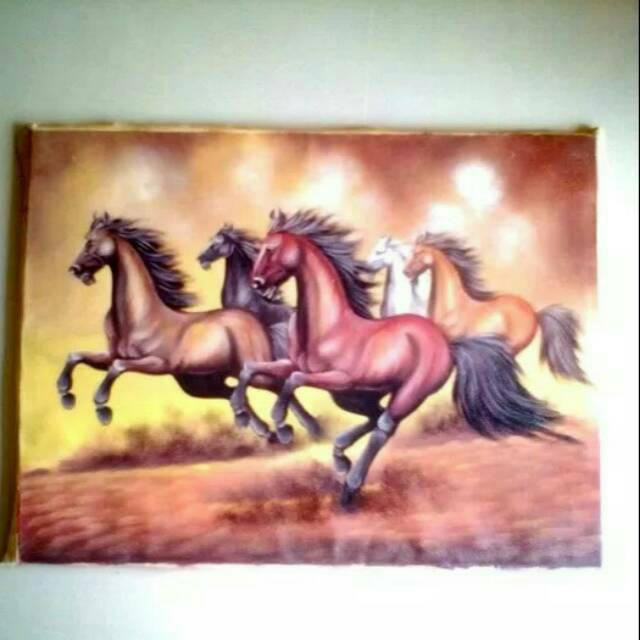 Lukisan Kuda Lari 80x60 Simbol Kekayaan Berlimpah Pembawa Rejeki P1 Shopee Indonesia
