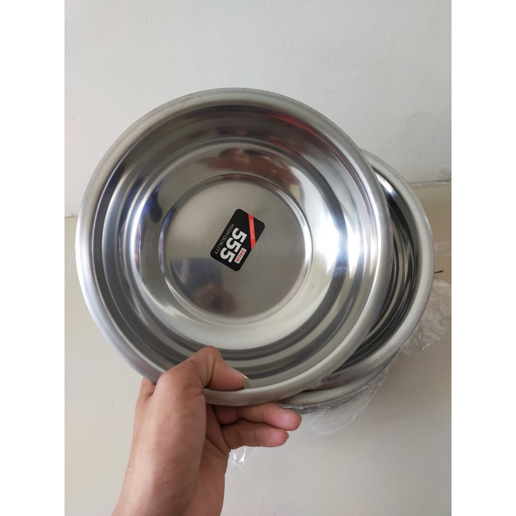 6 pcs baskom merk 555 harga isi 6 pcs ukuran 24cm/ panci/waskom stainless merk 555