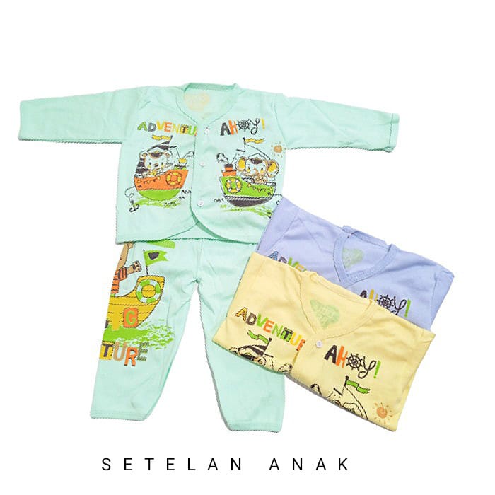 Setelan Baju Bayi Model Kancing Depan | Setelan Bayi 6-12 Bulan