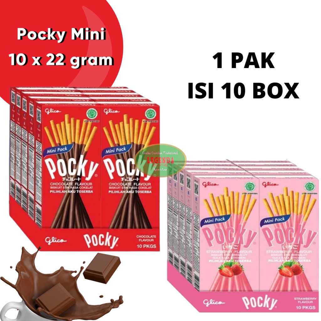 

Glico Pocky Mini 22gr gram [1pack isi 10 box] chocolate strawberry cokelat enak termurah