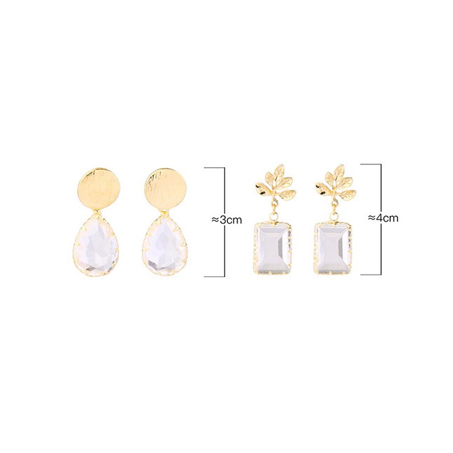 LRC Anting Tusuk Fashion Water Drop Gold Alloy S925 Silver Needle Geometric Transparent Crystal Earr