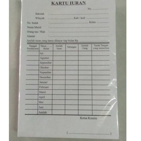 

Special Price.. Kartu Iuran Siswa / Bayaran Sekolah - SPP / BP3