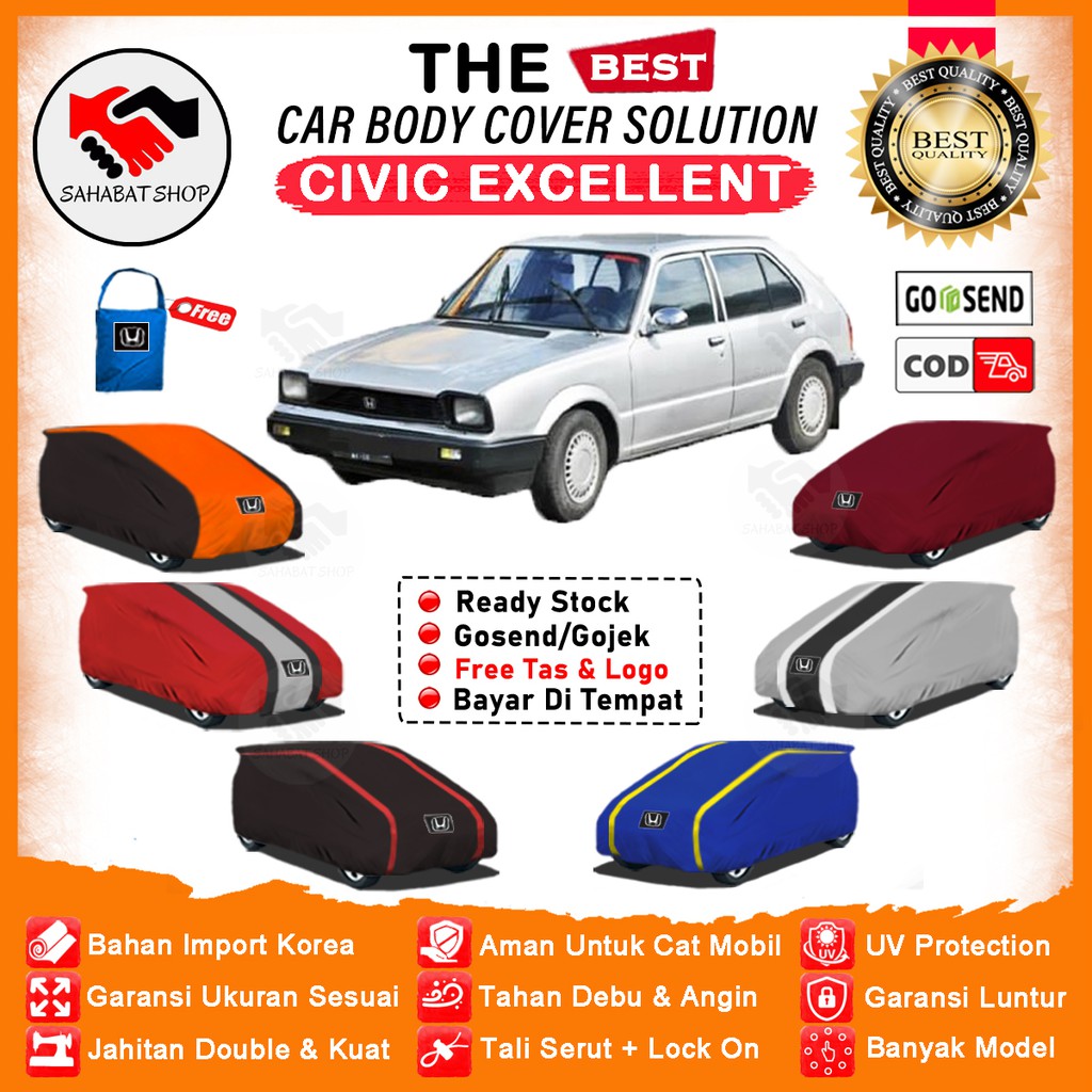 Sahabat Body Cover Mobil Civic / Sarung Penutup Honda Civic Excellent Outdoor / Mantel Jas Tutup Pelindung Selimut Mantol Kerudung Pembungkus Kelambu Terpal Tutupan Bungkus Kerodong Mobil Sedan Civic Excellent Waterproof Anti Air Model Orange